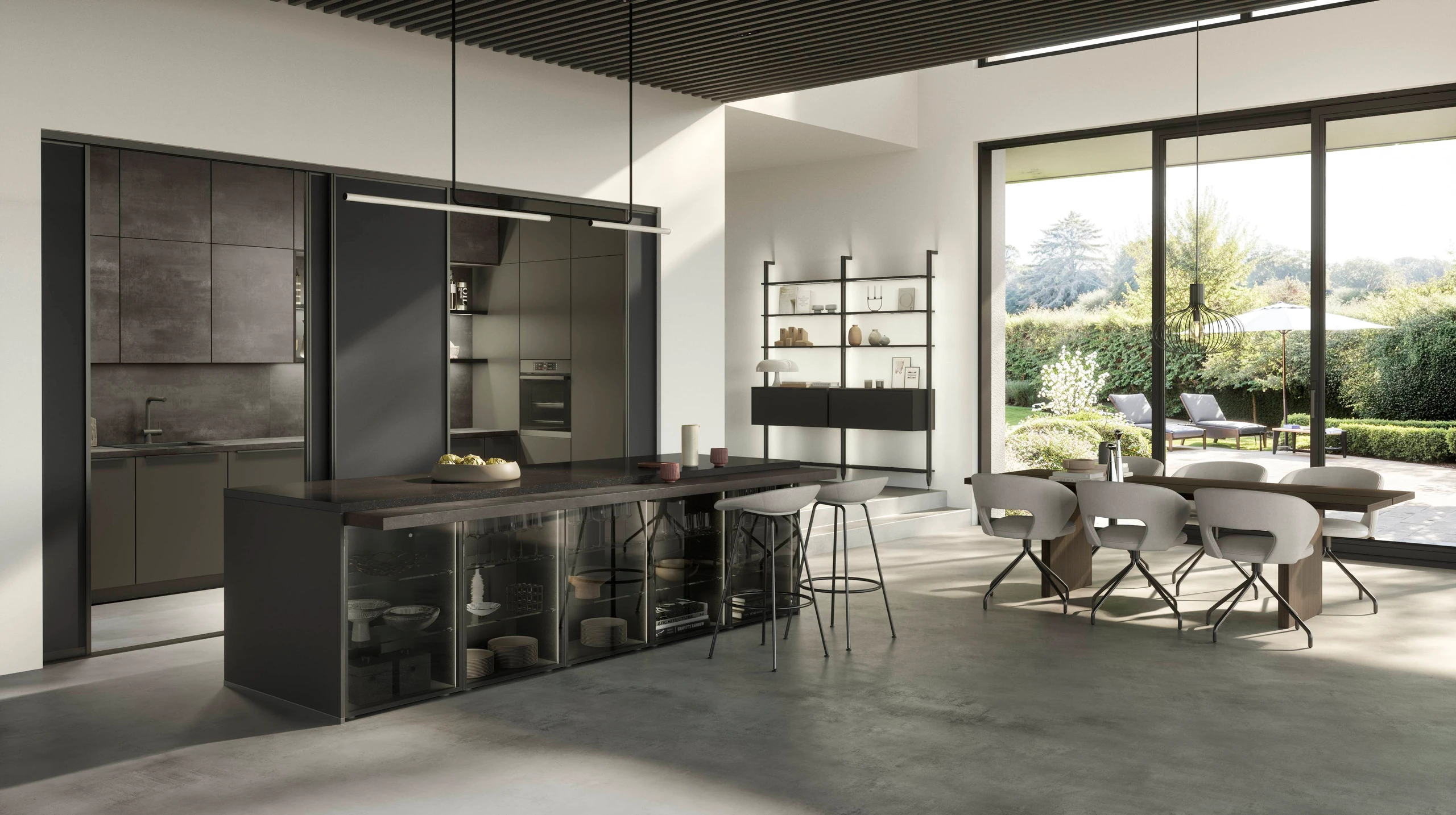 Modern Divine kitchen with sleek black cabinetry
